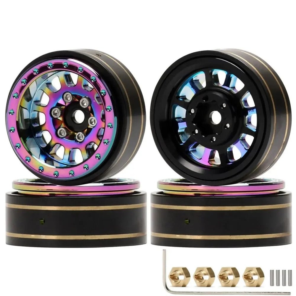 1.0 inch Deep Dish Brass Beadlock Wheel Rim 4pcs for RC CAR 1/18 1/24 RC Axial SCX24 TRX4M FMS FCX24
