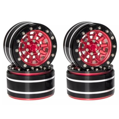4PCS for 1.9 Inch Metal Wheel Hub Tires for 1/10 RC Model Car Crawler Retrofit Accessories AXIAL SCX10 TRX-4 XT4 AT4(Red)