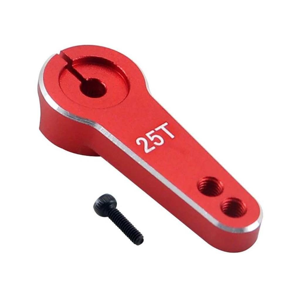 35mm Metal RC Servo Arm 25T Tooth 1pcs for 1 10 Scale Crawler Car Compatible with Various RC Models Trx6 RC Vehicle Parts(Red)