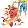 Kids Toy Shopping Cart Play Set - Supermarket Shopping Cart with Kitchen Food Accessories, Creative Role-Playing Playset for Toddler, Children, Kid Girls, Teens view 3