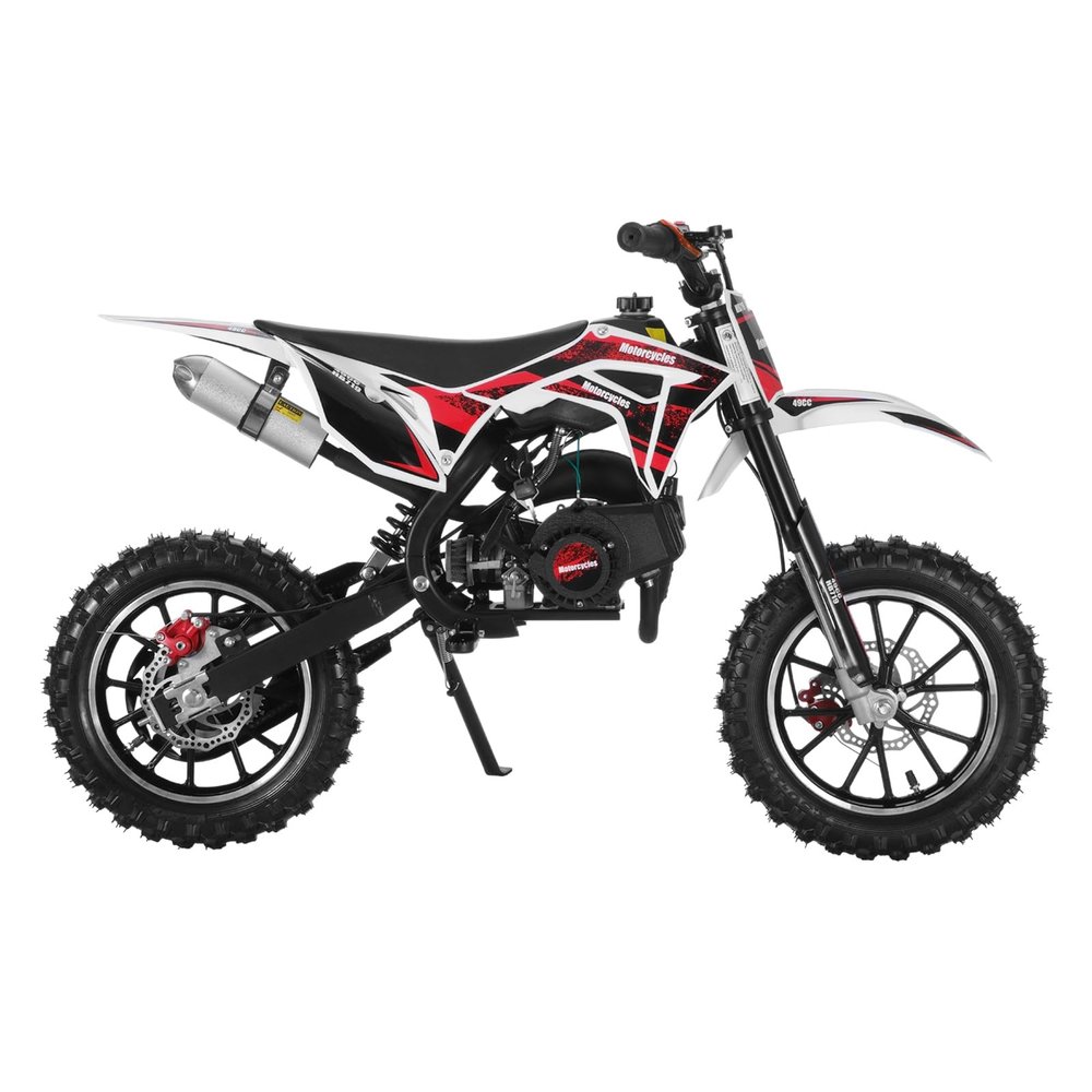 50cc 2-Stroke Gas Power Dirt Bike for Kids | Motocross Bike for Kids | Off-Road Mini Dirtbike Kidss 8-14 with Dual Disc Brakes and Shock Absorption Motorcycle | Max Speed 40KM/H Black