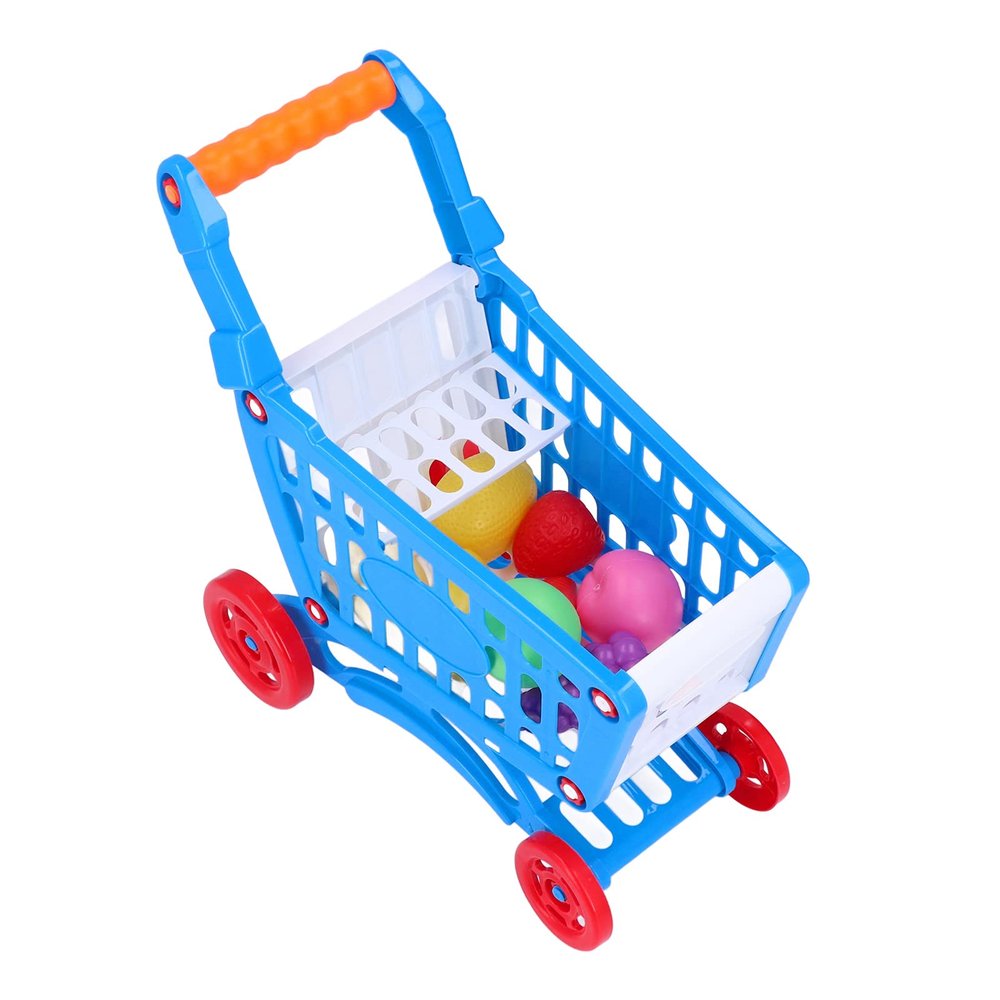 Yosoo Kids Shopping Cart, Toddler Shopping Cart Kids Set Educational Play Food Toys for for Learning Development (Blue)