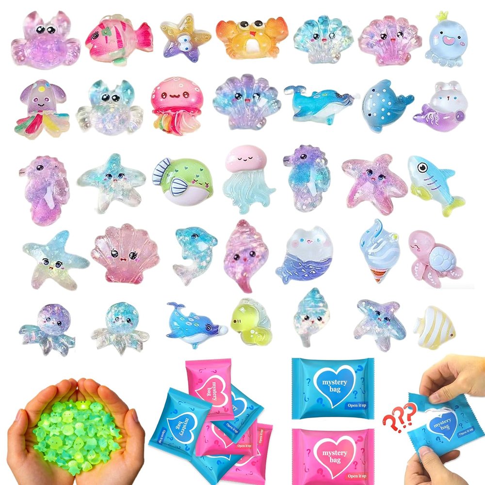Ocean Animal Blind Bag Mini Resin Figures, Cute Cartoon Sea Creatures Mystery Pack for Kids & Teens, DIY Phone Case Charms, Craft Decorations, Party Favors & Collectibles