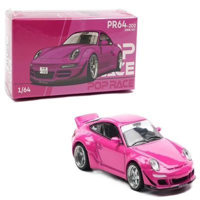 1:64 Diecast Collectibles Model Car Compatible with Porsche 911 Carrera RWB 997 Pink Limited Edition by Pop Race PR640202