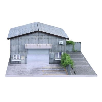 1:64 Diorama Japanese Garage Model with LED Lighting, Parking Lot Workshop Scene Display Case, for Diecast Model Cars Display, Diorama Factory Building Garage (Factory Building)