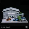 1:64 Diorama Japanese Garage Model with LED Lighting, Parking Lot Workshop Scene Display Case, for Diecast Model Cars Display, Diorama Factory Building Garage (Factory Building) view 3