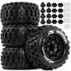 1/10 Scale RC Truck Tires 2.8inch Tire and Wheels with 12mm/14mm Hexes fit Stampede Arrma Big Rock Granite VORTEKS 3S Traxxas Slash, Stampede Rustler, Hoss (Black) view 1