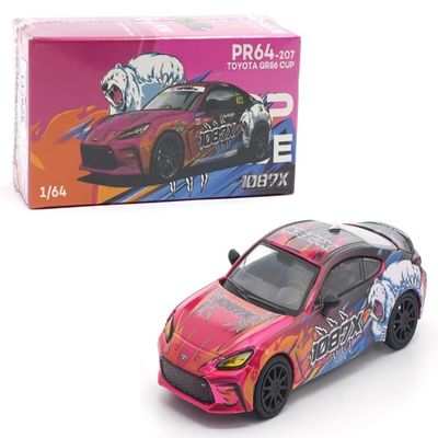 1:64 Diecast Model Car Compatible with Toyota GR86 Cup 1087X Limited Edition by Pop Race PR640207