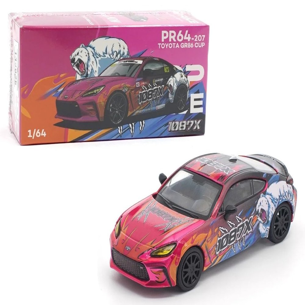 1:64 Diecast Model Car Compatible with Toyota GR86 Cup 1087X Limited Edition by Pop Race PR640207