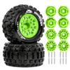 1/10 Scale RC Truck Tires 2.8inch Tire and Wheels with 12mm/14mm Hexes fit Stampede Arrma Big Rock Granite VORTEKS 3S Traxxas Slash, Stampede Rustler, Hoss (Green) view 2