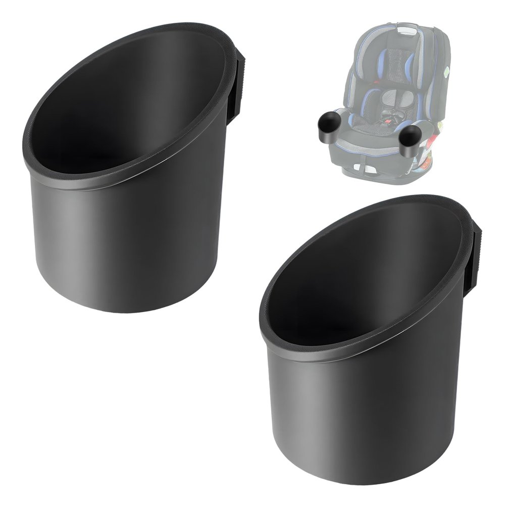 2 Pcs Car Seat Cup Holders for Graco 4Ever DLX, Dishwasher Safe Single Cup Holder, Durable Replacement Accessory for Toddler Car Seats, Fits Left or Right Side(Black)
