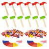 PEDOBALI 12 Pcs Kids Wooden Hammer Toy Small Simulation Hammers with 120 Pcs Colorful Wood Golf Tees Plastic Educational Toys for Children Birthday Party Gift(Red and Green) view 1