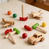 PEDOBALI 12 Pcs Kids Wooden Hammer Toy Small Simulation Hammers with 120 Pcs Colorful Wood Golf Tees Plastic Educational Toys for Children Birthday Party Gift(Red and Green) view 3