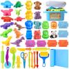 Dough Tool Set, 31 Pcs Basic Dough Tools Kits for Kids, Dough Accessories Includes Storage Container, Mat, 3D Animal, Cutters Roller, Rolling Pins, Safety Scissors view 1