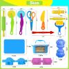 Dough Tool Set, 31 Pcs Basic Dough Tools Kits for Kids, Dough Accessories Includes Storage Container, Mat, 3D Animal, Cutters Roller, Rolling Pins, Safety Scissors view 3