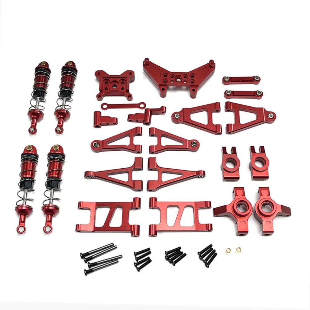 BOQEXSS RC Car Swing Arm for MJX for Hyper for Go 14301 14302 14303 1/14 RC Car Metal for Swing Arm Front Supension Arms Steering Cup Steering Steering Block Upgrade Set(Red)