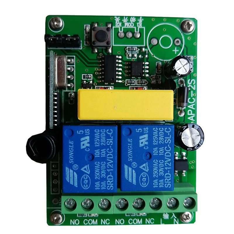 433MHZ Ndustrial 110V 220V 2CH RF Wireless Remote Control Switch Radio Receiver with 20-2000M Long Distance Controller(Black)