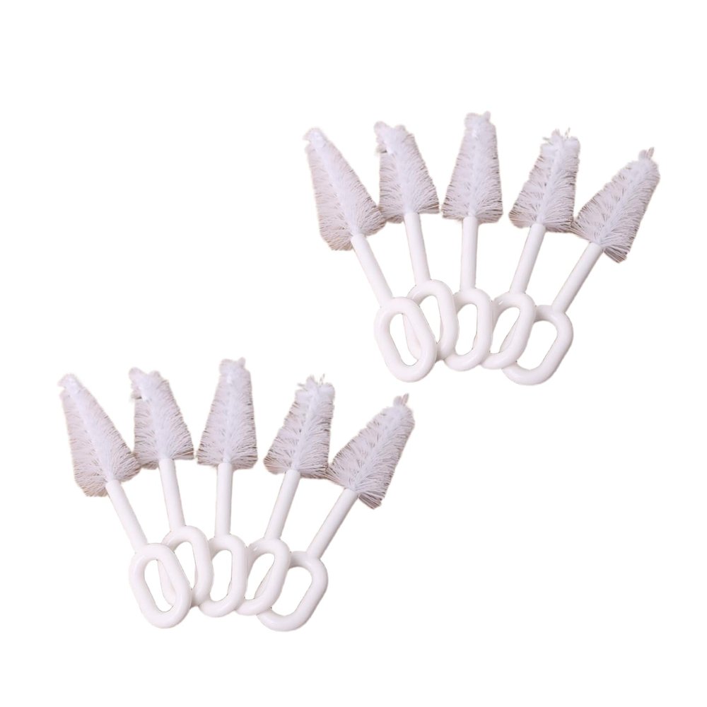 10 Pcs White Pacifier Cleaning Set,Nipple Cleaner Nipples Brush Cleaning Tools Professional Bristle High Density Pacifier Soother Accessories,Bottle-Feeding