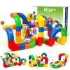 Aesinos Electric Train Set for Kids,Mix-and-Match Cubes Trackfusion Gravity-Defying 3D Embedded Layouts & Motorized Car 3 4 5 6 7 8 Years Old Boys Girls Birthday (123PCS-2Car) view 1