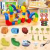 Aesinos Electric Train Set for Kids,Mix-and-Match Cubes Trackfusion Gravity-Defying 3D Embedded Layouts & Motorized Car 3 4 5 6 7 8 Years Old Boys Girls Birthday (123PCS-2Car) view 2