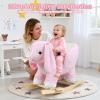 Rocking Horse-Wooden Rocking Horse, Rabbit Animal Rocker with Music, Handle, Foot Pedal, Safety Belt, for Boys Girls view 2