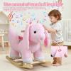 Rocking Horse-Wooden Rocking Horse, Rabbit Animal Rocker with Music, Handle, Foot Pedal, Safety Belt, for Boys Girls view 3