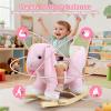 Rocking Horse-Wooden Rocking Horse, Rabbit Animal Rocker with Music, Handle, Foot Pedal, Safety Belt, for Boys Girls view 4