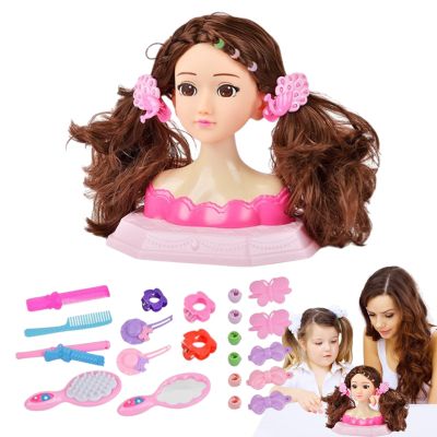 Makeup Doll Head Toy, Girls Practice Doll Head Kit, Multi-Purpose Cosmetic Dolls Set for Kids, for Christmas, Childrens Day, Thanksgiving, Birthday, Fun Pretend Play
