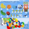 Electric Train Set,for 3-7 Years Old Toddler Boys and Girls Birthday,DIY Flexible Race Tracks Gravity Defying 3D Embedded Layouts & Motorized Car,STEM Learning Gift  (123PCS-3Car) view 2