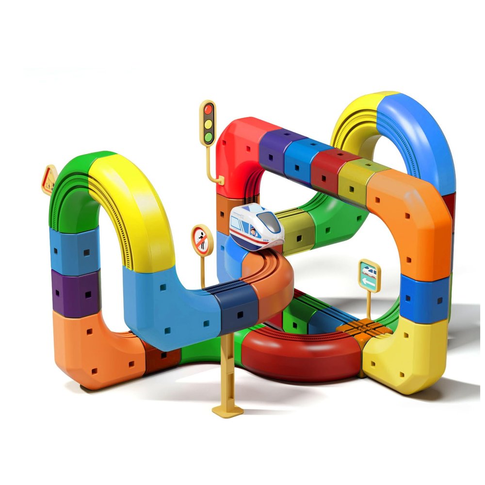 Electric Train Set,for 3-7 Years Old Toddler Boys and Girls Birthday,DIY Flexible Race Tracks Gravity Defying 3D Embedded Layouts & Motorized Car,STEM Learning Gift  (81PCS-2Car)