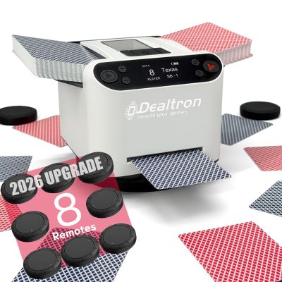 2026 Upgraded All-in-One Automatic Card Shuffler and Dealer,Versatile Card Games,Programmable Card Dealer,Card Shuffler 2 Deck,360 Rotation,Ultra Quiet,Rechargeable,12 Players (White&Black+8 Remotes)