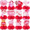 12Pcs Valentines Day Decorations Honeycomb Centerpieces, Pink Heart Cupid Valentines Centerpieces for Tables, 3D Double Sides Valentine's Table Decorations for Home Office Wedding Anniversary view 1