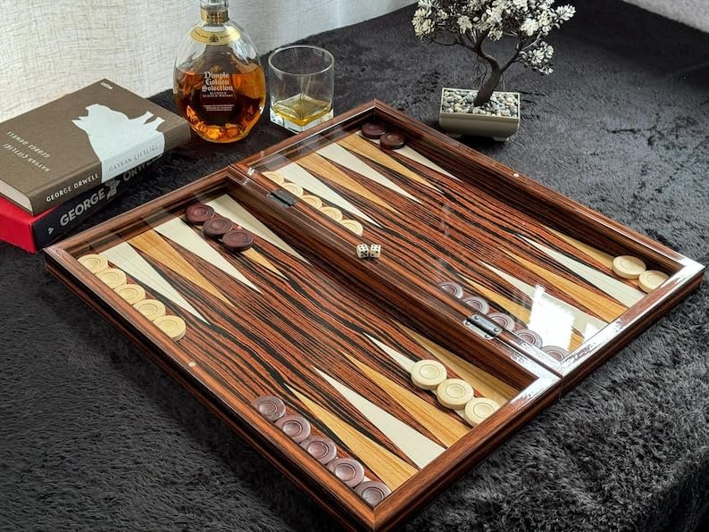 20" inch Complete Backgammon Chess Set for Adults Weighted Pieces Handmade Game Sets/Gift for Dad, Husband, Anniversary, Birthday