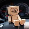 Shaking Wooden Man Figurine for Car Dashboard, Funny Handmade Shak Feet Woodens Doll Suitable for Car Accessories and Desk Decoration with 12PCS Magnetic Expressions view 3