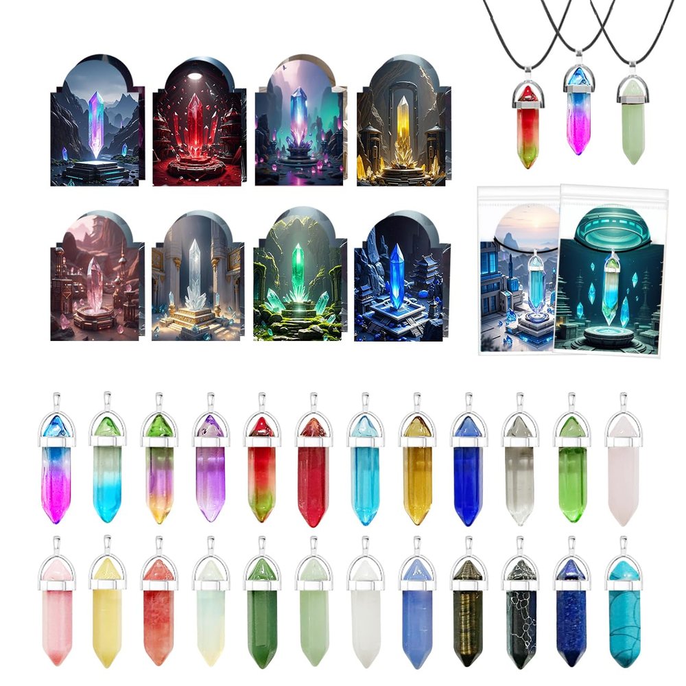 CUTEHO 24 Pack Valentines Day Cards Gifts,Crystal Gemstone Rock Gem Set with Valentines Cards, Class Gifts Exchange