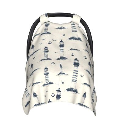 Vintage Lighthouse Anchor Print Baby Car Seat Covers, Breathable Nursing Cover Breastfeeding Cover, Stroller Covers, Baby Boys Girls Newborn Essentials, Multi-use Infant Carseat Canopy