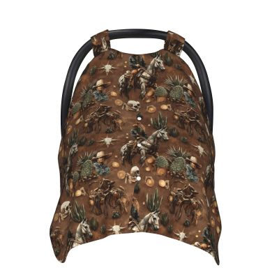 Western Cowboy Cactus Print Baby Car Seat Covers, Breathable Nursing Cover Breastfeeding Cover, Stroller Covers, Baby Boys Girls Newborn Essentials, Multi-use Infant Carseat Canopy