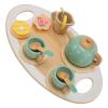 Tea Party Set Wooden Toddler Tea Set with Tray Teapot Teacups Spoons Cakes Coasters for Little Girls Kids Birthday Gift view 3