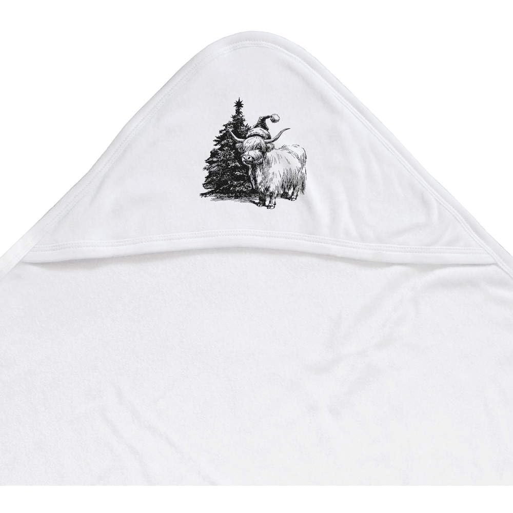 Azeeda 'Christmas Highland Cow ' Baby Hooded Towel (HT00039447)