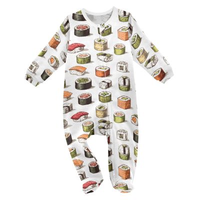XDKDZIS Hand Drawn Sushi Rolls Cute Baby Sleep Play Pjs Footie Cotton One-piece Zip Front Romper Jumpsuit Pajamas 3-24M