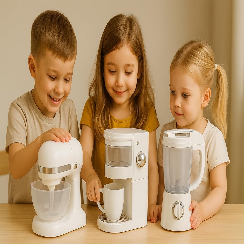 Gourmet Kitchen Appliance Set for Children, Play Kitchen Set (White)