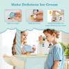 INFANS Ice Cream Cart Grocery Store Marketplace Toy, Market Stand Shop Pretend Play Set with Universal Wheel Food Scale Cash Register Beverage Rack Accessories Gift for Ages 3+ view 3