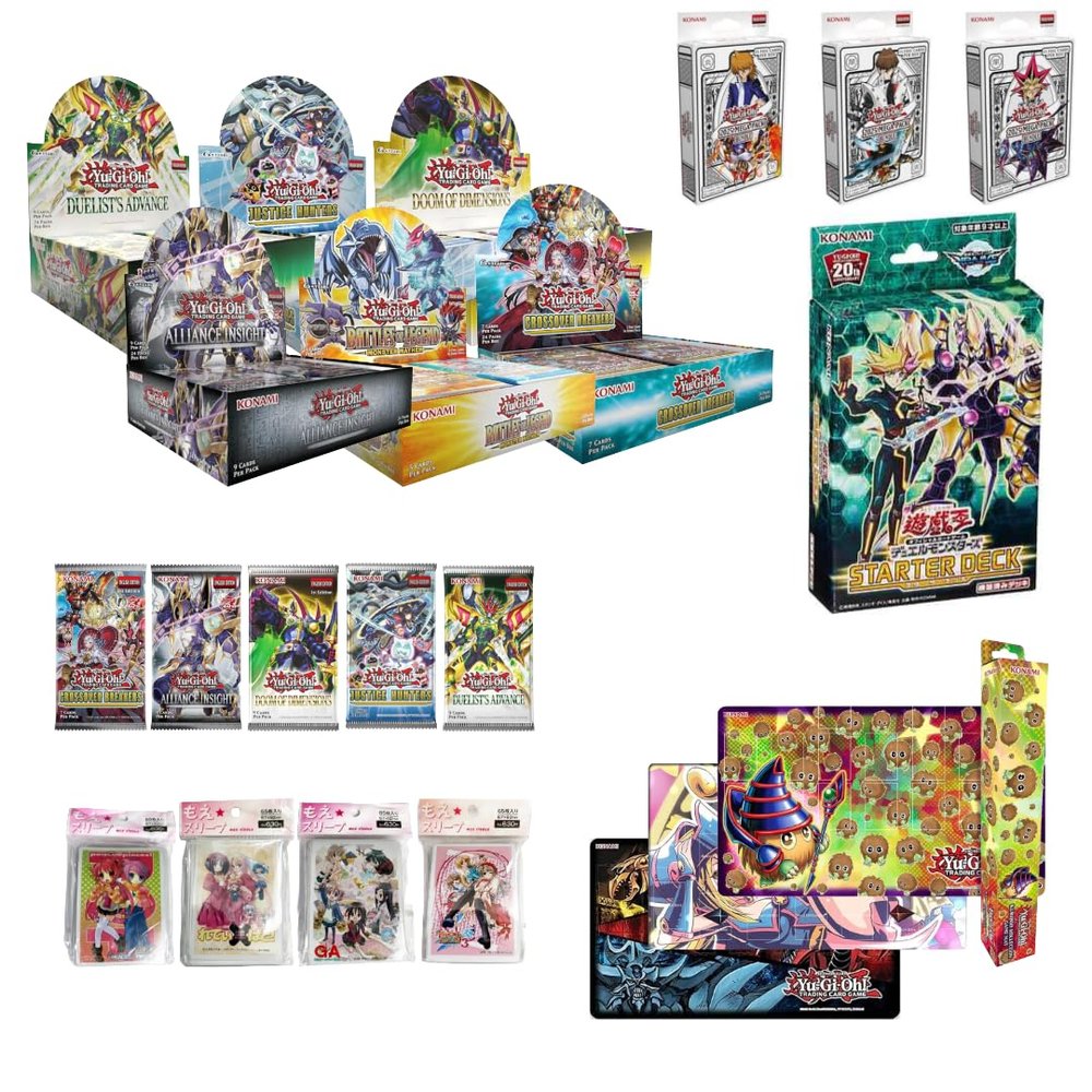 Yugioh Holiday Ready Starter Deck Builder Gift Bundle: 1 Booster Box + 1x Mega Pack 2025 Bundle +5 Assorted Booster Packs+1 Duel Monsters Starter Deck+1 Pack Standard Size Sleeves +1 Rubber Playmat