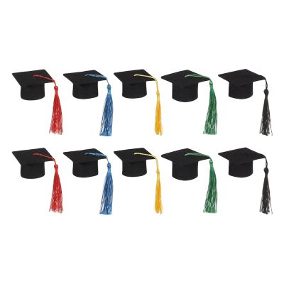 10 Count Graduation Hat With Tassels Cover For Wine Bottles Stylish Cupcake Decoration Dessert Toppers For Party Graduation Caps Bottle Toppers