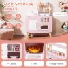 Costzon Kids Kitchen Playset, Toddler Interactive Pretend Play Toy w/Oven, Stove, Sink, Faucet, Storage Space, Cooking Accessories, Wooden Play Kitchen for Kids 3+, Gift for Boys & Girls, Pink view 3