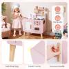 Costzon Kids Kitchen Playset, Toddler Interactive Pretend Play Toy w/Oven, Stove, Sink, Faucet, Storage Space, Cooking Accessories, Wooden Play Kitchen for Kids 3+, Gift for Boys & Girls, Pink view 4