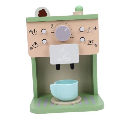 Asixxsix Wooden Coffee Maker Toy, Kids Kitchen Set with 28 Pcs Accessories, Safe Paint Educational Girls Ages 3 4 5 6 Years, Wooden Coffee Play Set
