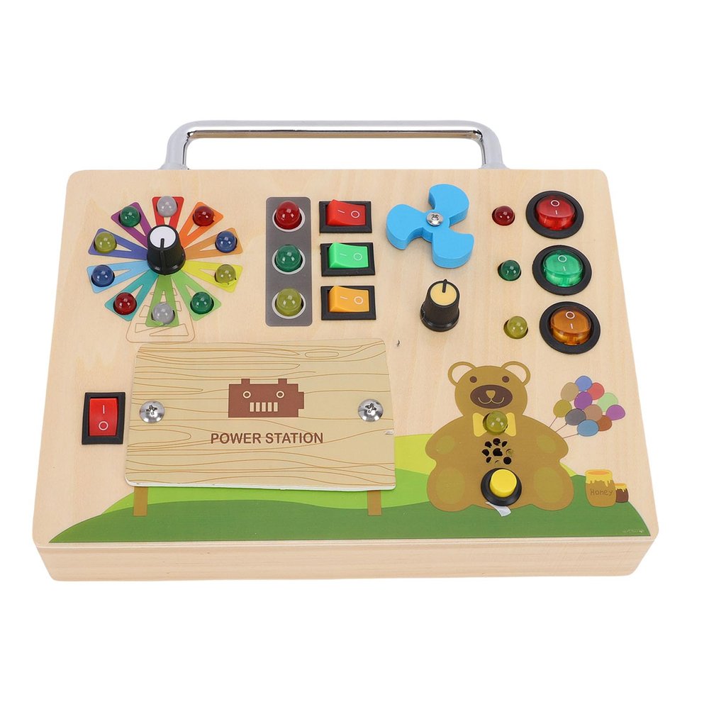 Alomejor Sensory Toys for Kids, Busy Game Board for Toddlers Learning Toy with LED and Traffic Light Tool Sensory Activities, Early Development Travel