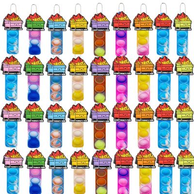 36 Pcs Color Squeeze Pop Bubble Fidget Sensory Mini Keychain Wrap Small Relieve Anxiety Stress Toy, Pop Bulk Classroom Prize for Adult Party Gift(36pcs)