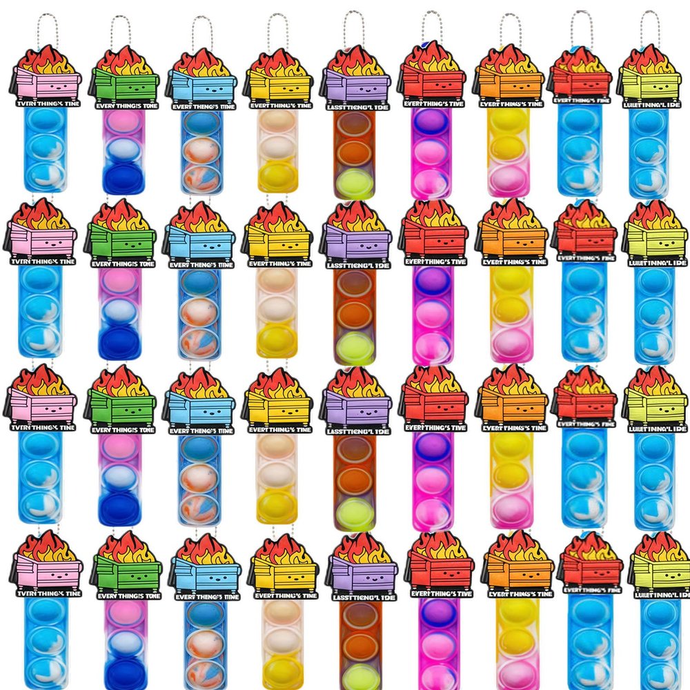 36 Pcs Color Squeeze Pop Bubble Fidget Sensory Mini Keychain Wrap Small Relieve Anxiety Stress Toy, Pop Bulk Classroom Prize for Adult Party Gift(36pcs)